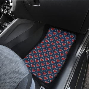 Heart Knitted Pattern Print Front Car Floor Mats