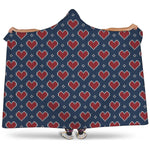 Heart Knitted Pattern Print Hooded Blanket