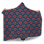 Heart Knitted Pattern Print Hooded Blanket