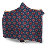 Heart Knitted Pattern Print Hooded Blanket