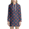 Heart Knitted Pattern Print Pullover Hoodie Dress