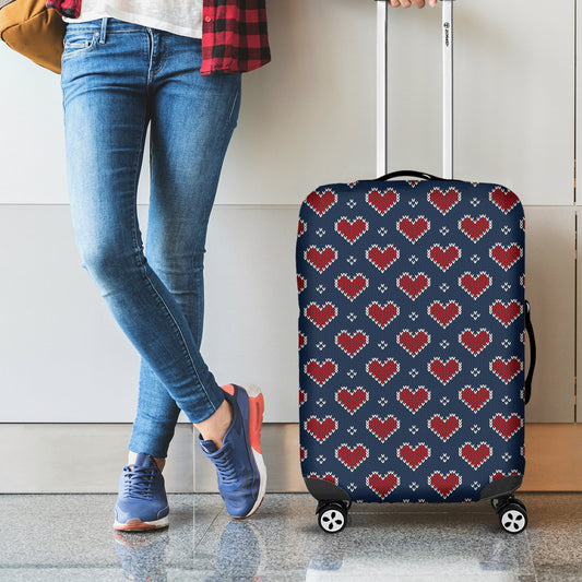 Heart Knitted Pattern Print Luggage Cover