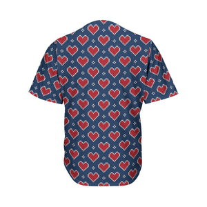 Heart Knitted Pattern Print Men's Baseball Jersey