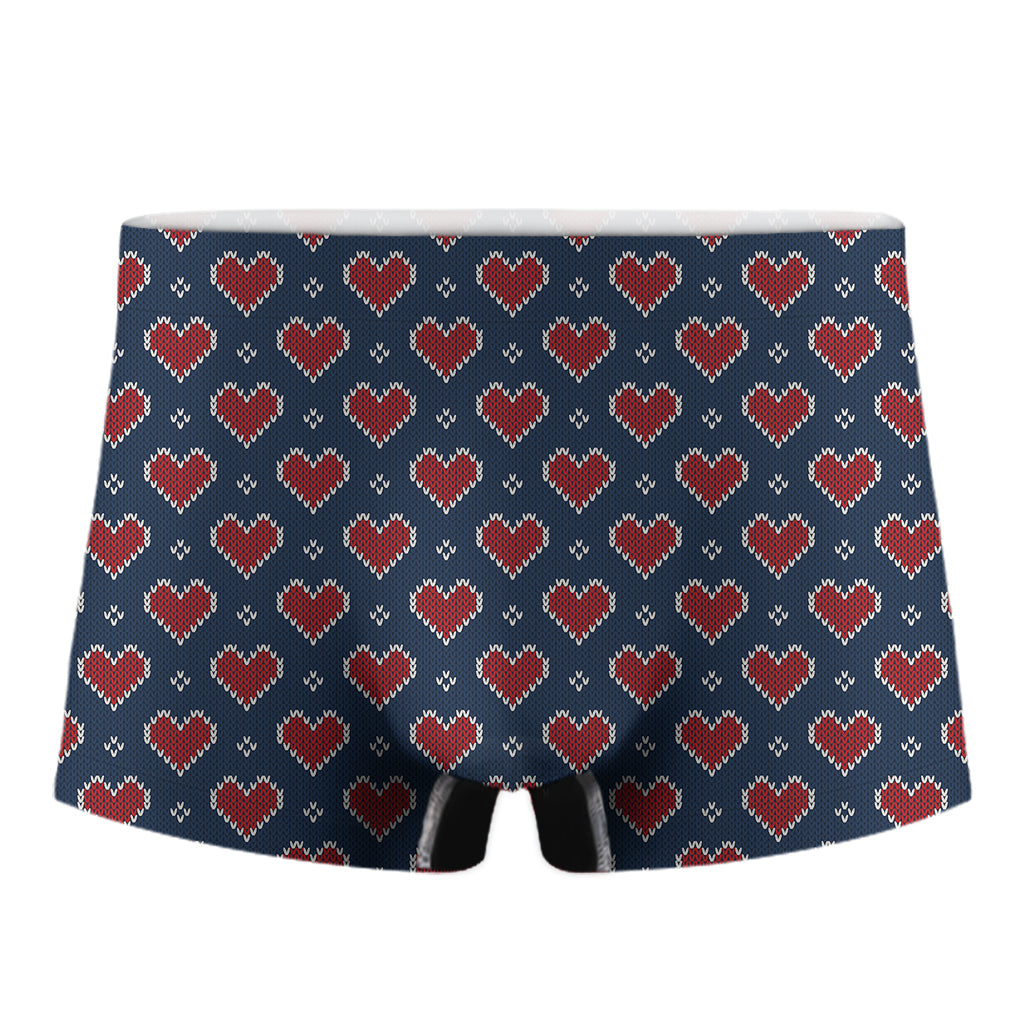 Heart Knitted Pattern Print Men's Boxer Briefs