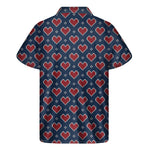Heart Knitted Pattern Print Men's Short Sleeve Shirt
