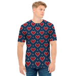 Heart Knitted Pattern Print Men's T-Shirt