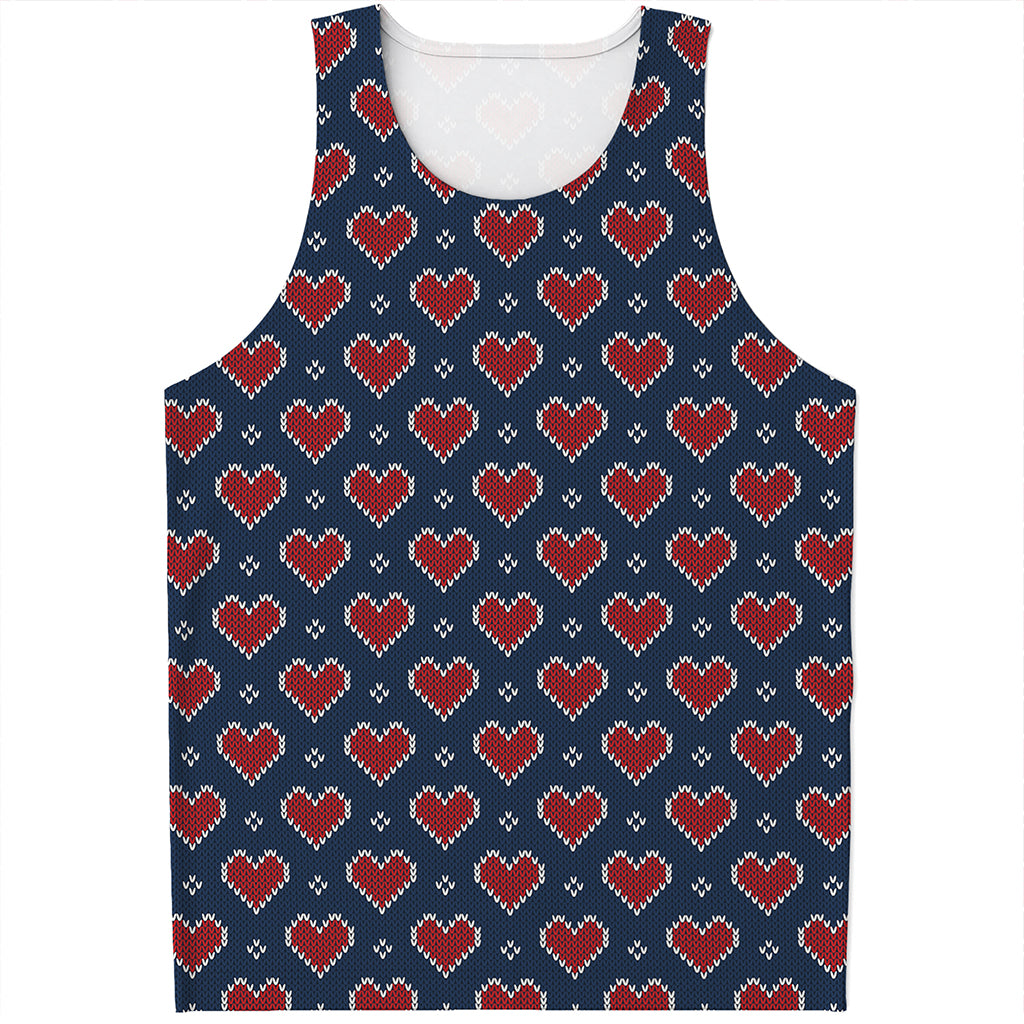 Heart Knitted Pattern Print Men's Tank Top