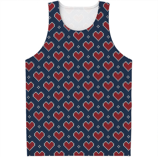 Heart Knitted Pattern Print Men's Tank Top