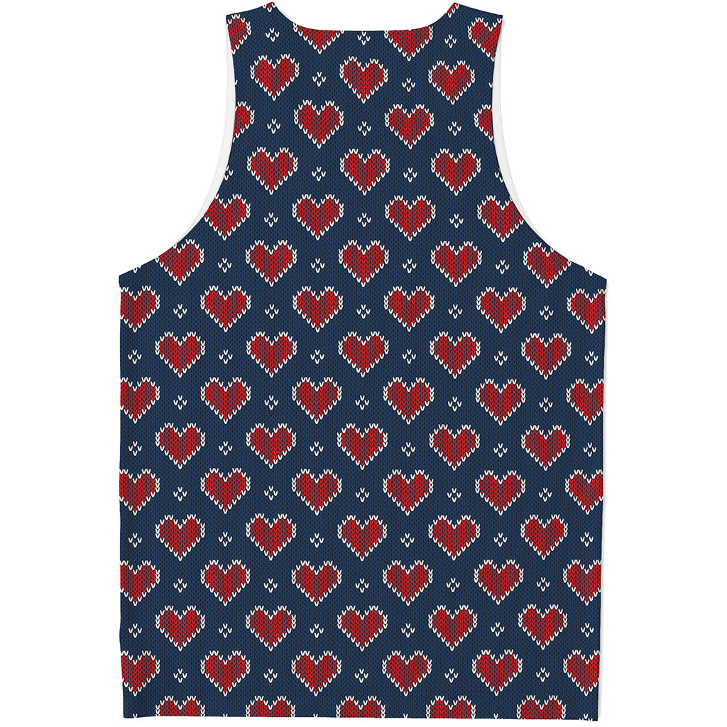 Heart Knitted Pattern Print Men's Tank Top
