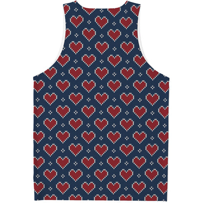 Heart Knitted Pattern Print Men's Tank Top