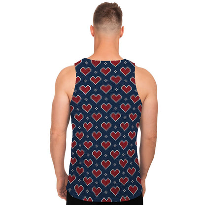 Heart Knitted Pattern Print Men's Tank Top