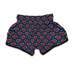 Heart Knitted Pattern Print Muay Thai Boxing Shorts