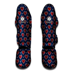 Heart Knitted Pattern Print Muay Thai Shin Guard