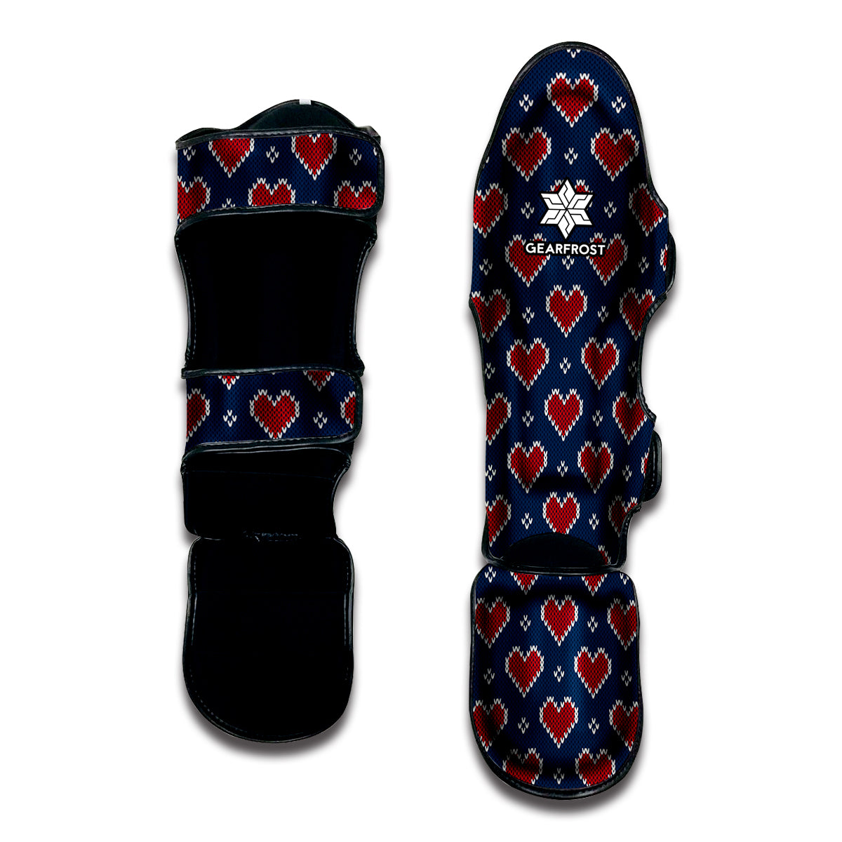 Heart Knitted Pattern Print Muay Thai Shin Guard