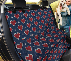 Heart Knitted Pattern Print Pet Car Back Seat Cover