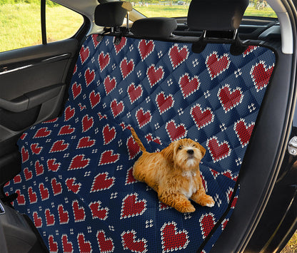Heart Knitted Pattern Print Pet Car Back Seat Cover