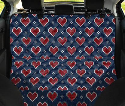 Heart Knitted Pattern Print Pet Car Back Seat Cover