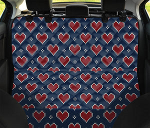 Heart Knitted Pattern Print Pet Car Back Seat Cover