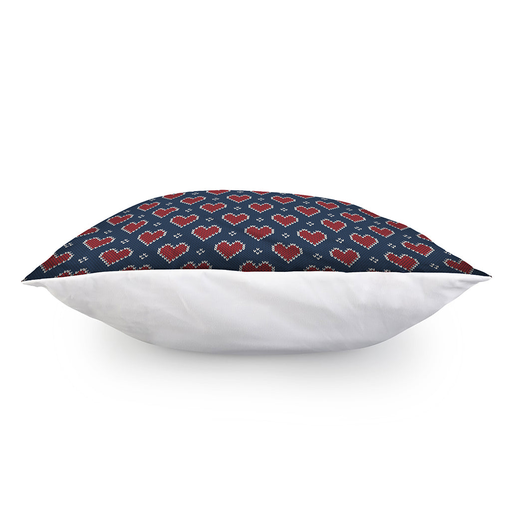 Heart Knitted Pattern Print Pillow Cover
