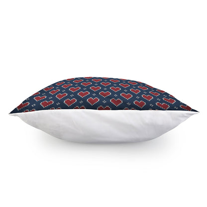 Heart Knitted Pattern Print Pillow Cover