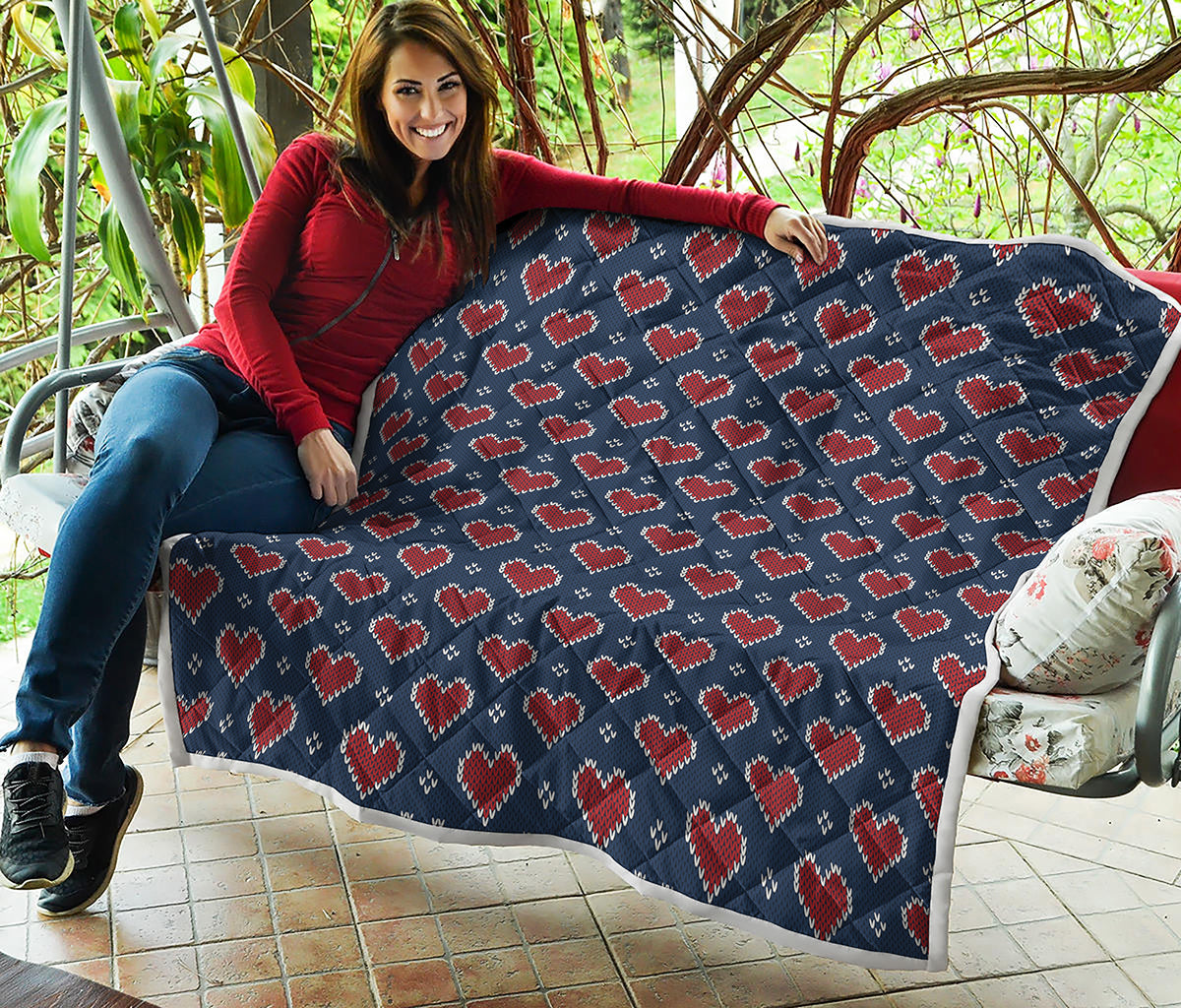 Heart Knitted Pattern Print Quilt
