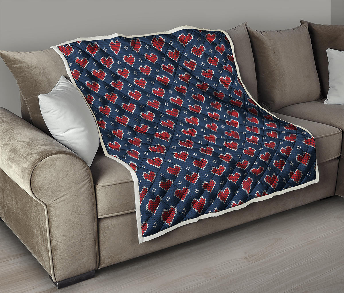 Heart Knitted Pattern Print Quilt