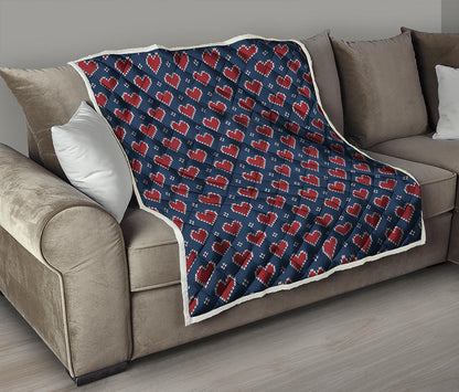 Heart Knitted Pattern Print Quilt