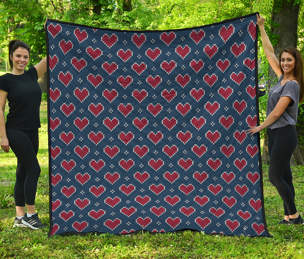 Heart Knitted Pattern Print Quilt