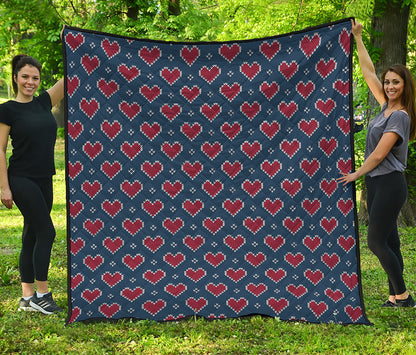 Heart Knitted Pattern Print Quilt