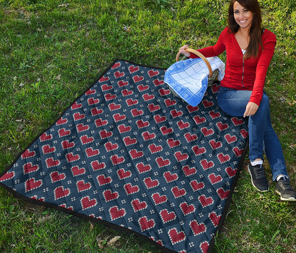 Heart Knitted Pattern Print Quilt
