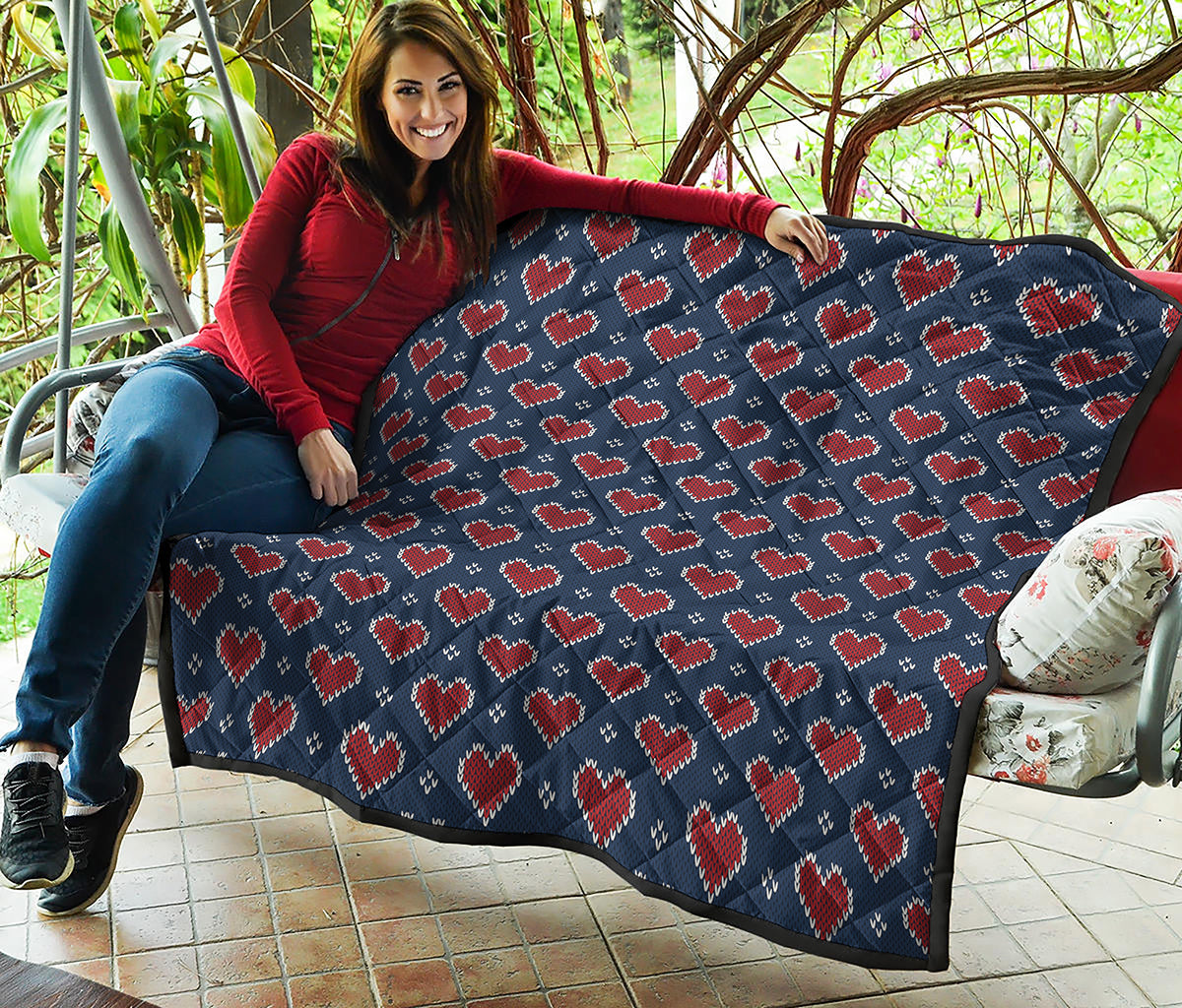 Heart Knitted Pattern Print Quilt