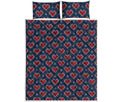 Heart Knitted Pattern Print Quilt Bed Set