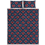 Heart Knitted Pattern Print Quilt Bed Set