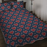Heart Knitted Pattern Print Quilt Bed Set