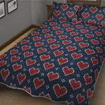 Heart Knitted Pattern Print Quilt Bed Set