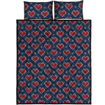 Heart Knitted Pattern Print Quilt Bed Set
