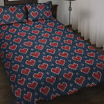 Heart Knitted Pattern Print Quilt Bed Set