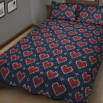 Heart Knitted Pattern Print Quilt Bed Set