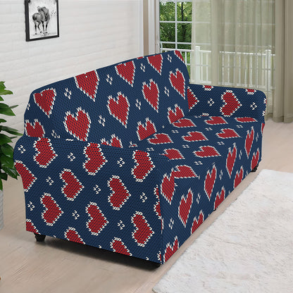 Heart Knitted Pattern Print Sofa Cover