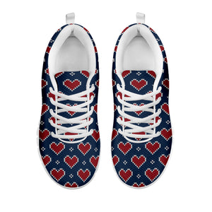 Heart Knitted Pattern Print White Sneakers