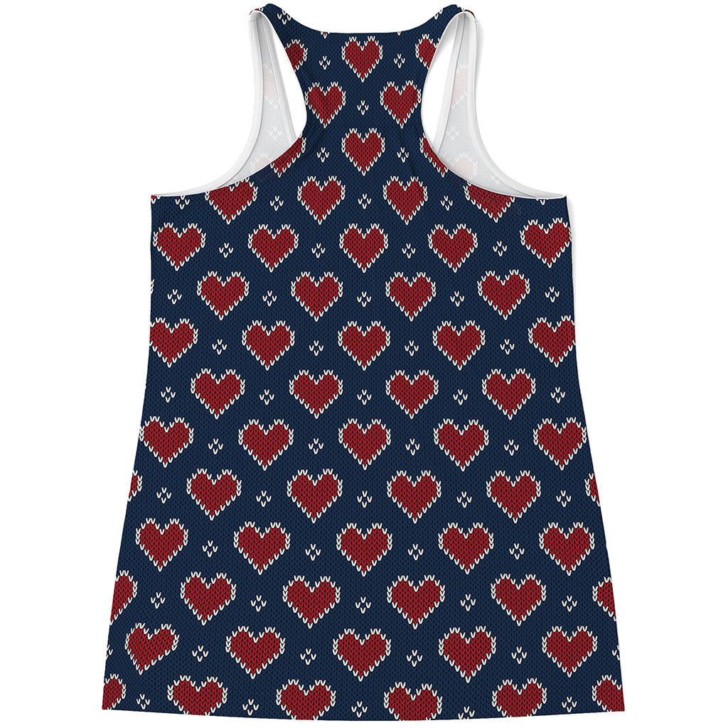 Heart Knitted Pattern Print Women's Racerback Tank Top