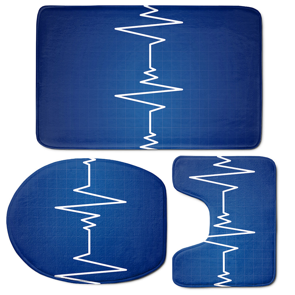 Heartbeat Cardiogram Print 3 Piece Bath Mat Set