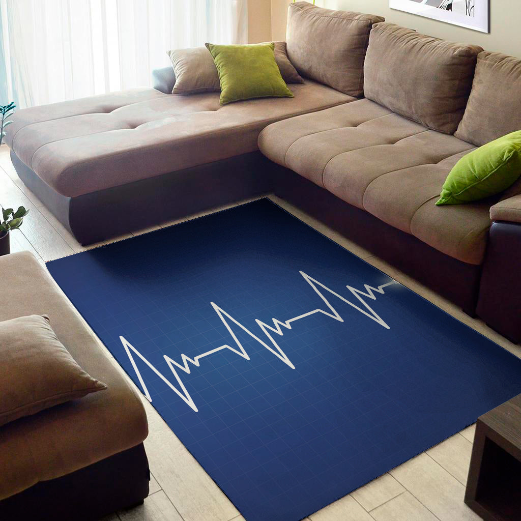 Heartbeat Cardiogram Print Area Rug
