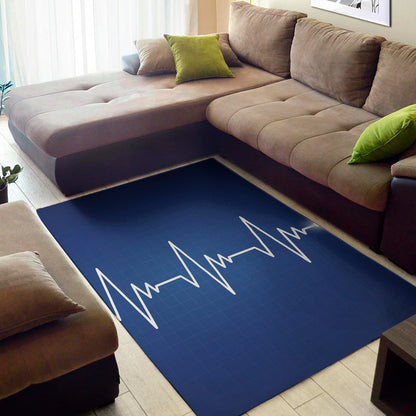 Heartbeat Cardiogram Print Area Rug