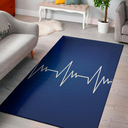 Heartbeat Cardiogram Print Area Rug