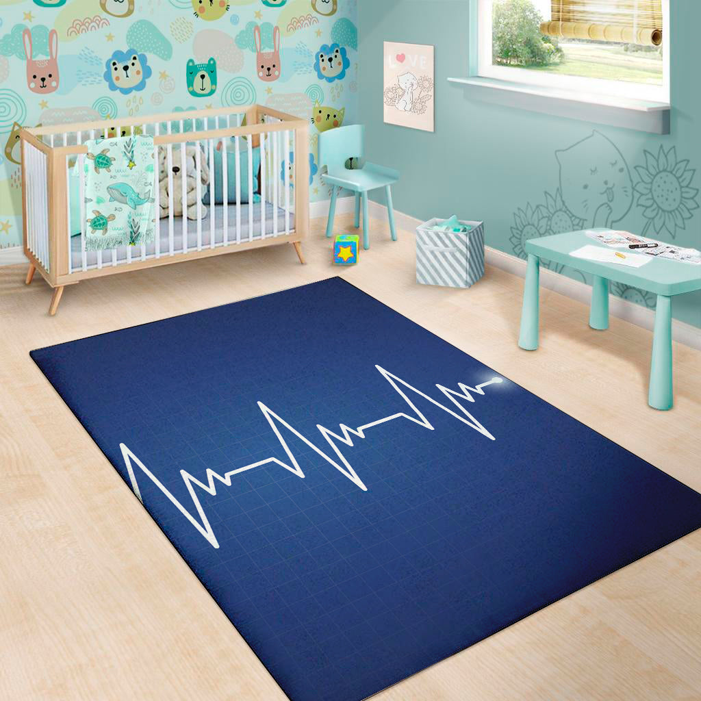 Heartbeat Cardiogram Print Area Rug