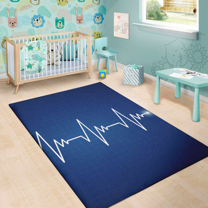 Heartbeat Cardiogram Print Area Rug