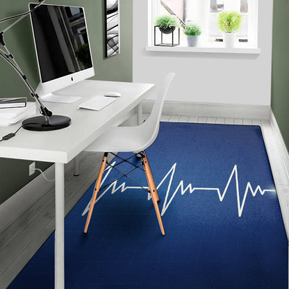 Heartbeat Cardiogram Print Area Rug