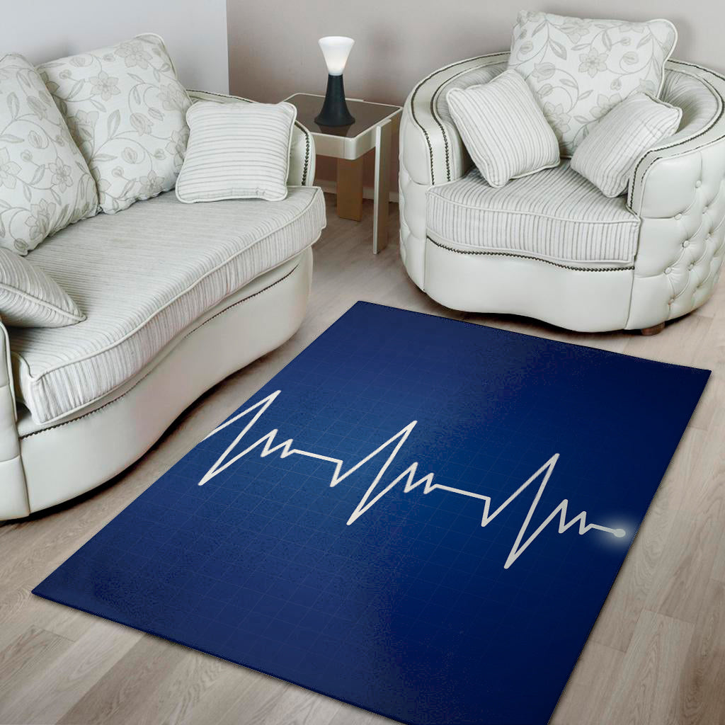 Heartbeat Cardiogram Print Area Rug