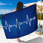 Heartbeat Cardiogram Print Beach Sarong Wrap